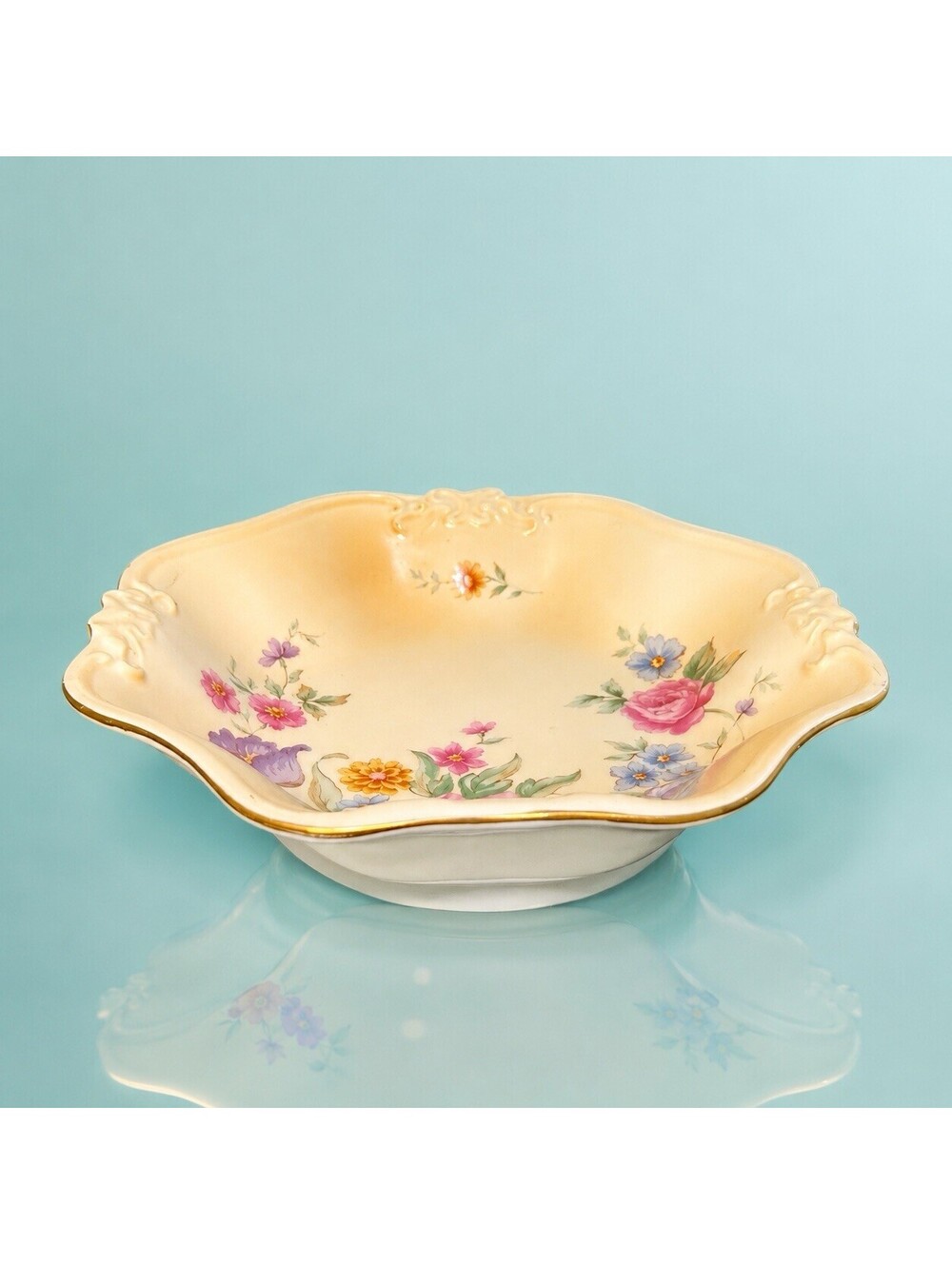 Hummelwerk Japan 1980s Trinket Dish Rose Bouquet Porcelain, 5.5x1.5